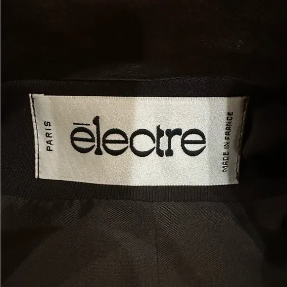 Vintage Electre Paris Chocolate Brown Wool Leather Blazer Medium Academia