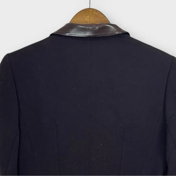 Vintage Electre Paris Chocolate Brown Wool Leather Blazer Medium Academia
