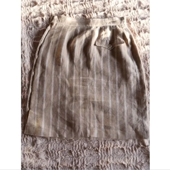 Vintage iblues Plaid Strap Skirt with Side Buttons Tan Academia Style