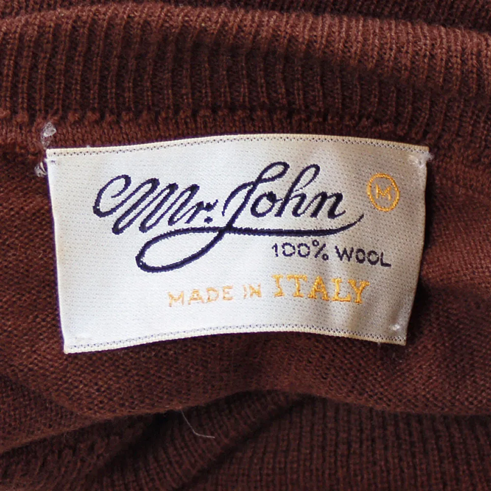 Vintage Mens Brown 100%Wool Sweater Mr. John 1970S