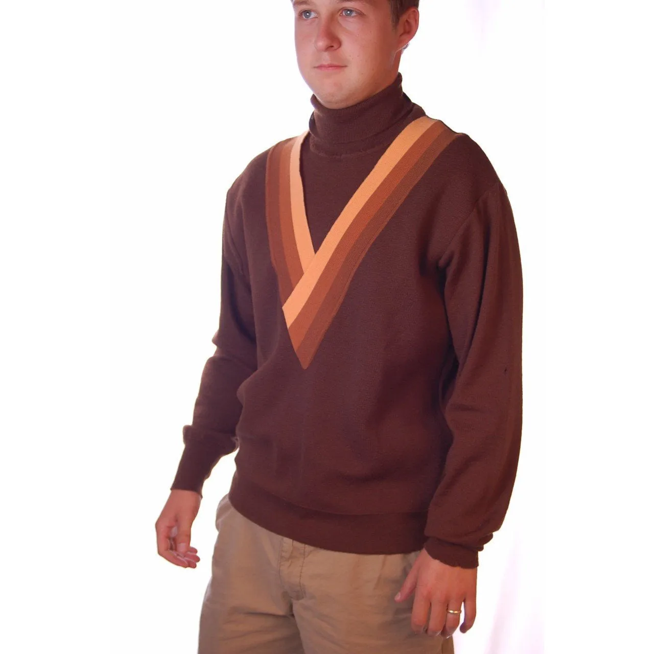Vintage Mens Brown 100%Wool Sweater Mr. John 1970S