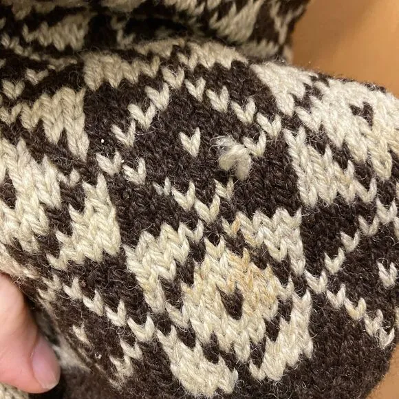 Vintage‎ Norwegian Wool Sweater Women's Estimated M Or L Brown Tan Hand knit