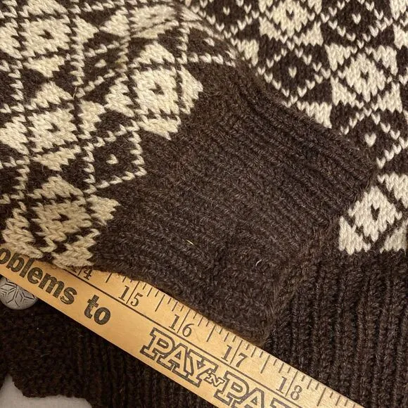 Vintage‎ Norwegian Wool Sweater Women's Estimated M Or L Brown Tan Hand knit