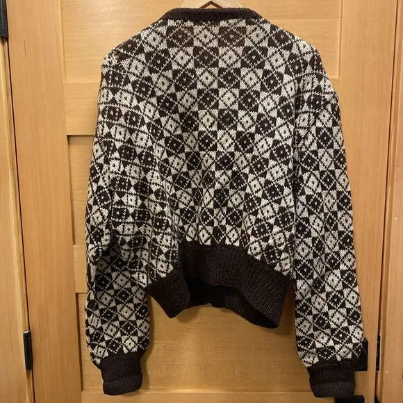 Vintage‎ Norwegian Wool Sweater Women's Estimated M Or L Brown Tan Hand knit