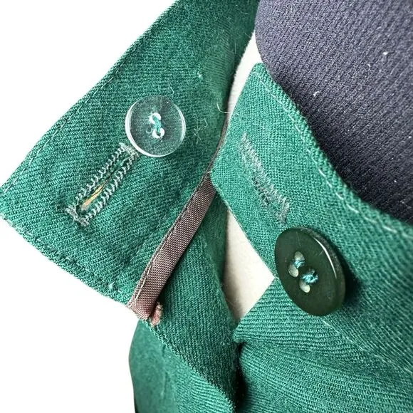 Vintage Talbots Green Worsted Wool Pleated Midi Skirt Made in USA Retro Office