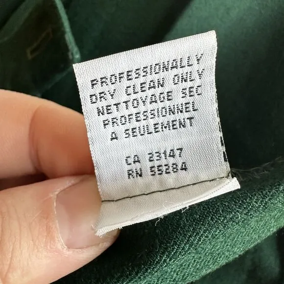 Vintage Talbots Green Worsted Wool Pleated Midi Skirt Made in USA Retro Office