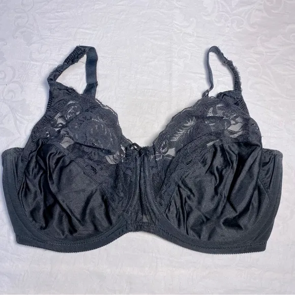 Vintage VS All Nylon USA made Gold Tag Bra Black Underwire Lace Demi Victoria’s