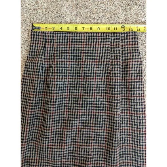 Vintage Wool Houndstooth Tweed Velvet Norton McNaughton Skirt Suit Set Women's 8