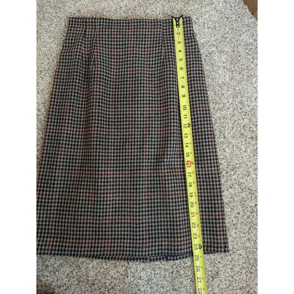 Vintage Wool Houndstooth Tweed Velvet Norton McNaughton Skirt Suit Set Women's 8