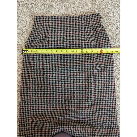 Vintage Wool Houndstooth Tweed Velvet Norton McNaughton Skirt Suit Set Women's 8
