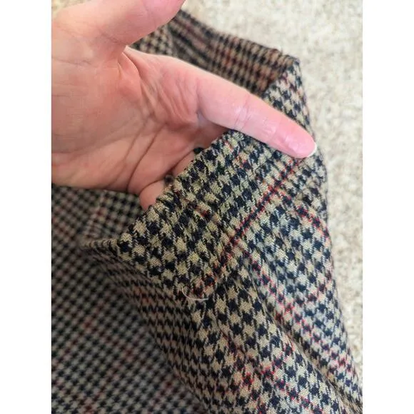 Vintage Wool Houndstooth Tweed Velvet Norton McNaughton Skirt Suit Set Women's 8