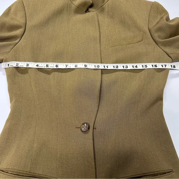 Vtg Ann Klein Blazer Jacket Size 4 Wool Blend Button Pockets Brown USA Classic