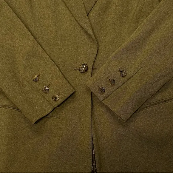 Vtg Ann Klein Blazer Jacket Size 4 Wool Blend Button Pockets Brown USA Classic
