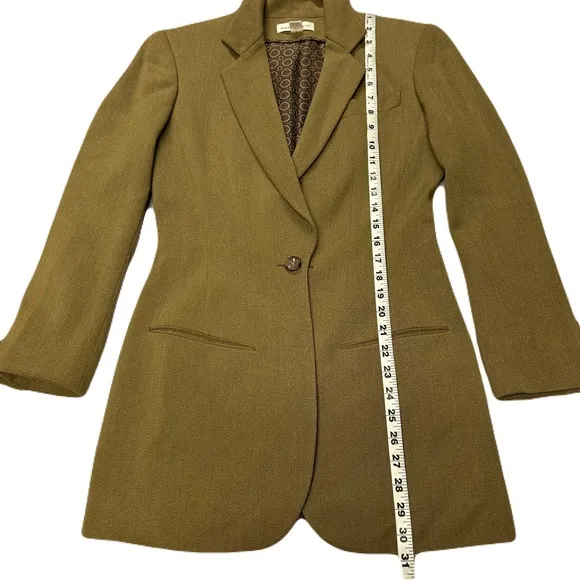 Vtg Ann Klein Blazer Jacket Size 4 Wool Blend Button Pockets Brown USA Classic
