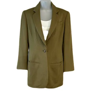 Vtg Ann Klein Blazer Jacket Size 4 Wool Blend Button Pockets Brown USA Classic