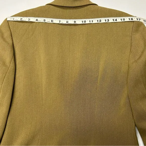 Vtg Ann Klein Blazer Jacket Size 4 Wool Blend Button Pockets Brown USA Classic