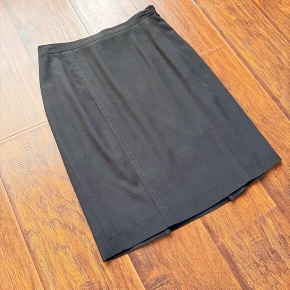 VTG MAX MARA Made In Italy Solid Black Pencil Skirt Wool Blend Sz 6 Quiet Luxury
