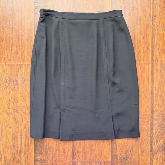 VTG MAX MARA Made In Italy Solid Black Pencil Skirt Wool Blend Sz 6 Quiet Luxury