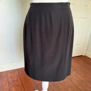 VTG MAX MARA Made In Italy Solid Black Pencil Skirt Wool Blend Sz 6 Quiet Luxury