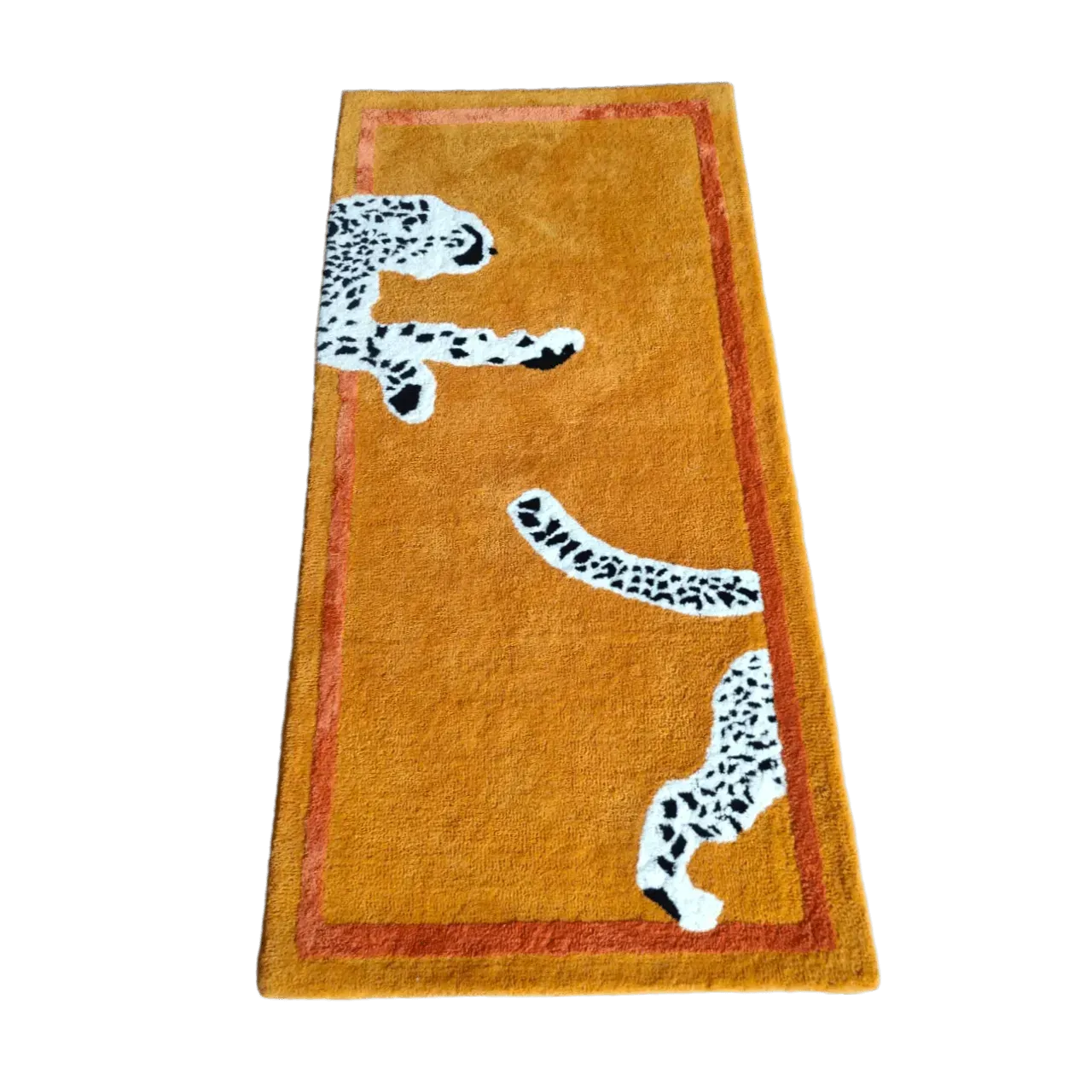 Walking Wild Cat Leopard on Silk Road Hand Tufted Wool Rug - Gold Lush Brown