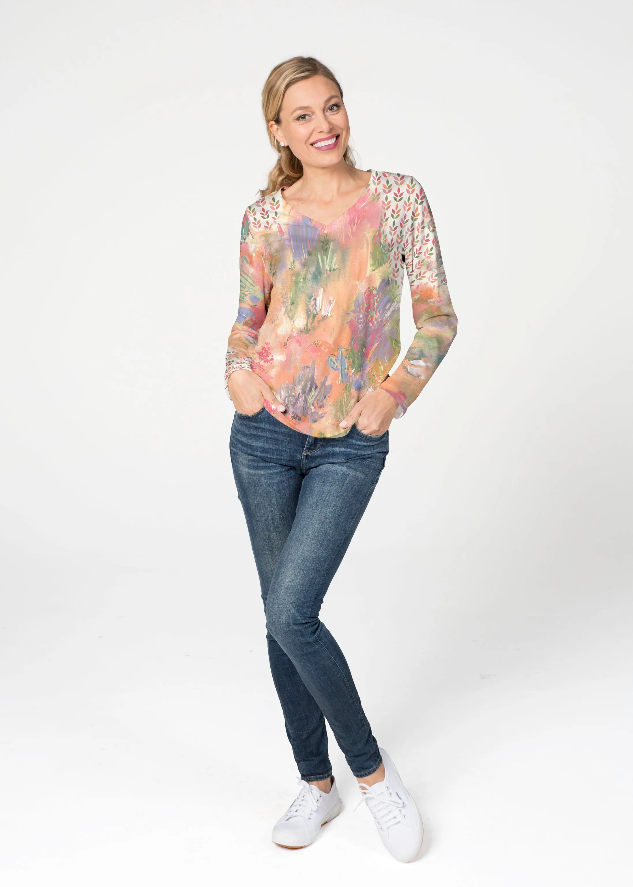 Warm Desert Vibes (17248) ~ French Terry V-neck Top
