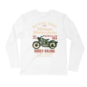 Watchill’n 'Vintage Motorcycles' Premium Long Sleeve Fitted Crew (Green/Creme)