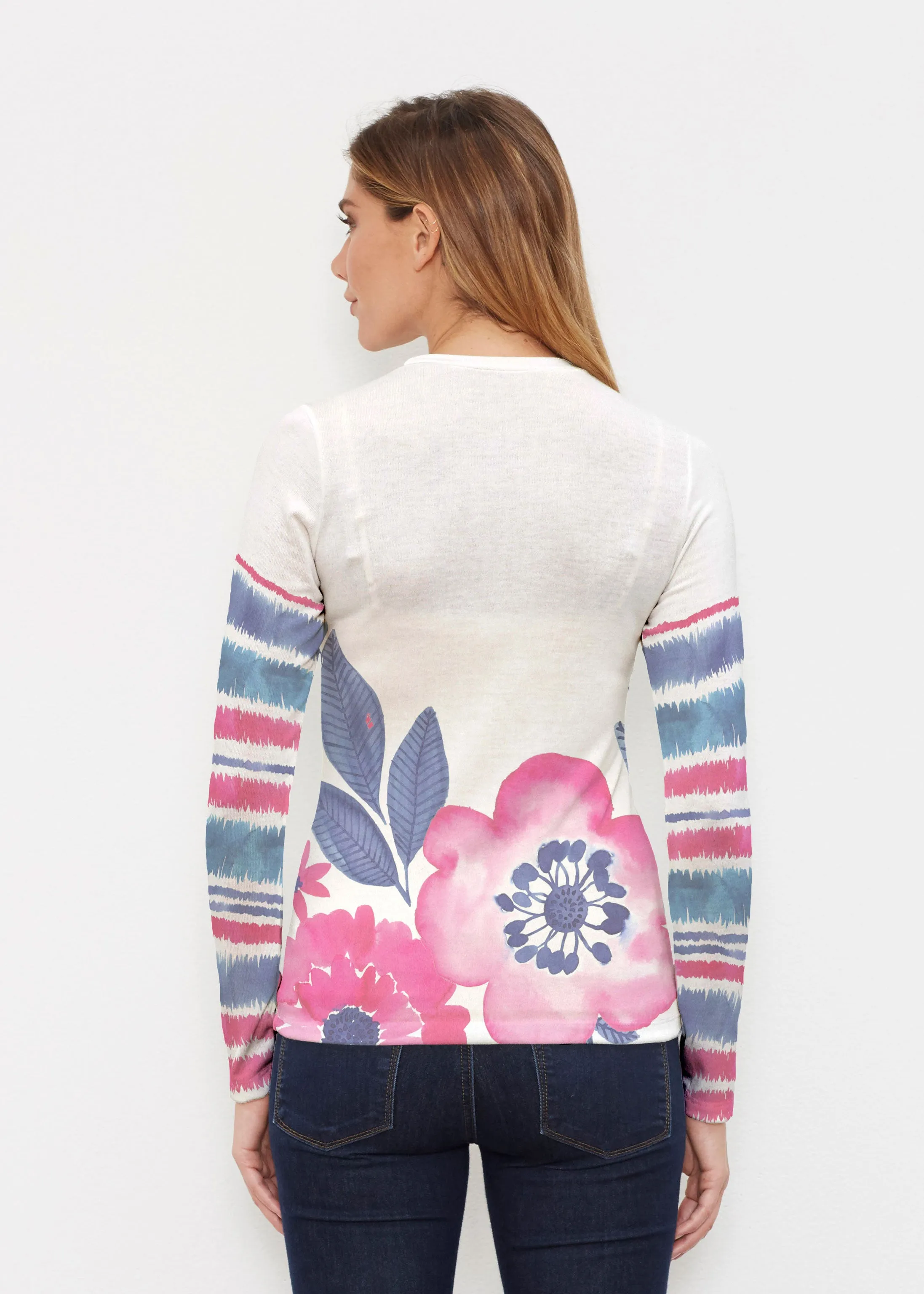 Watercolor Blooms (13355) ~ Butterknit Long Sleeve Crew Top