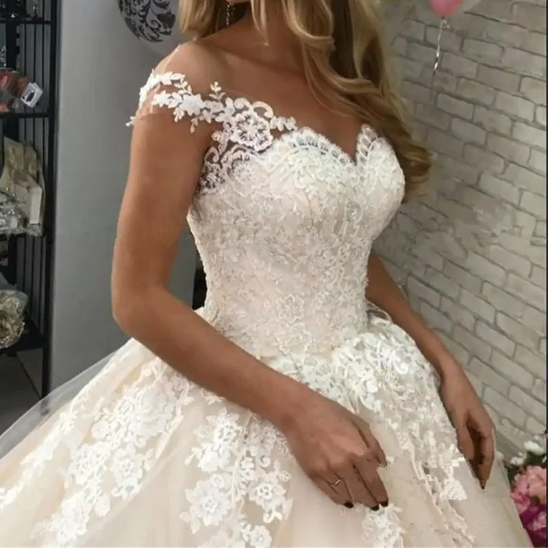 Wedding Dress Customizable Color Bridal Tulle Deep V Neck Sleeveless
