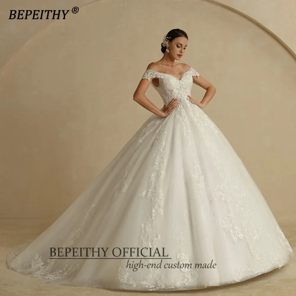 Wedding Dresses For Women Sleeveless Vintage Shinny Glitter Bridal Ball Gown