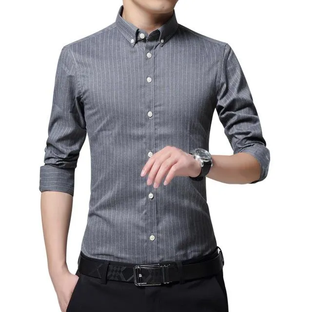 West Louis™ Business Men Striped Dress Shirt