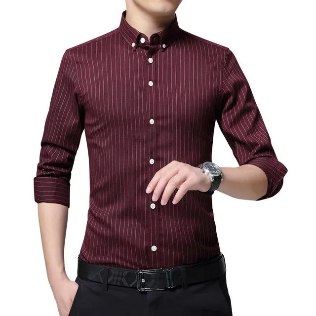West Louis™ Business Men Striped Dress Shirt