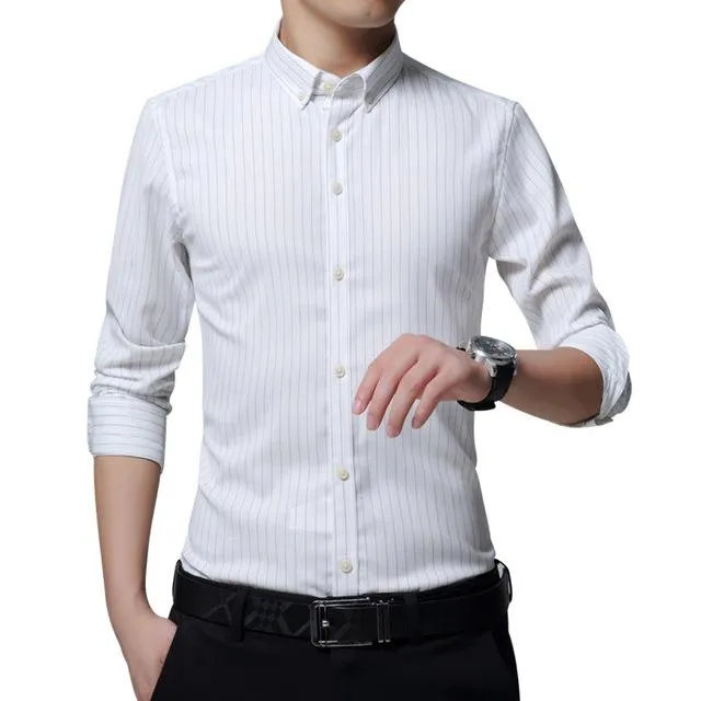 West Louis™ Business Men Striped Dress Shirt