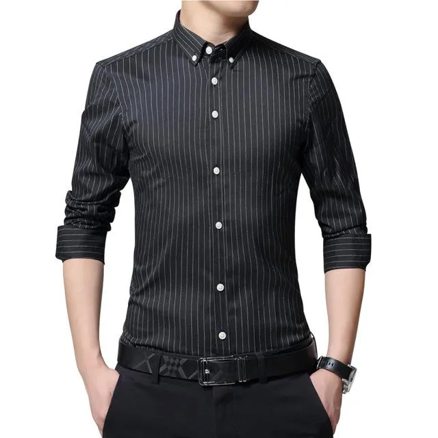 West Louis™ Business Men Striped Dress Shirt