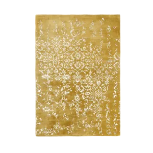 White Bloom Elegant Hand Tufted Viscose Rug - Golden