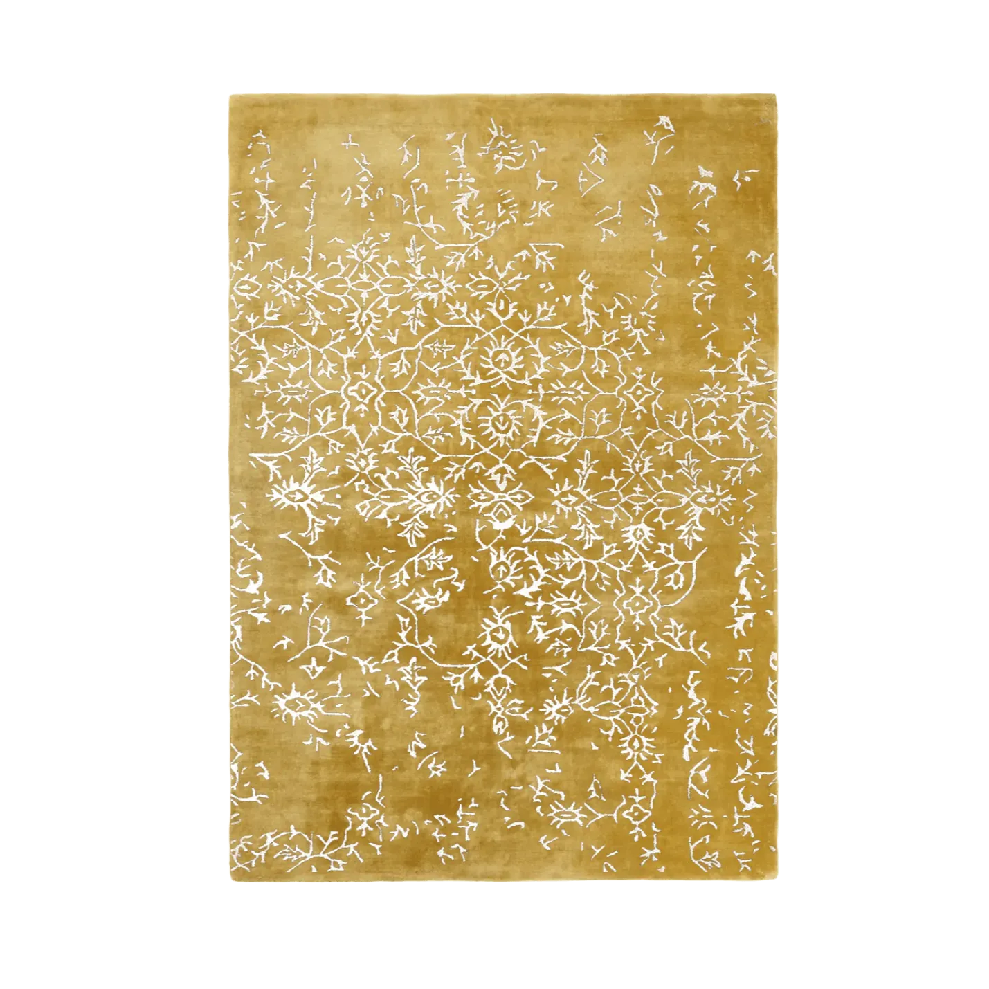 White Bloom Elegant Hand Tufted Viscose Rug - Golden