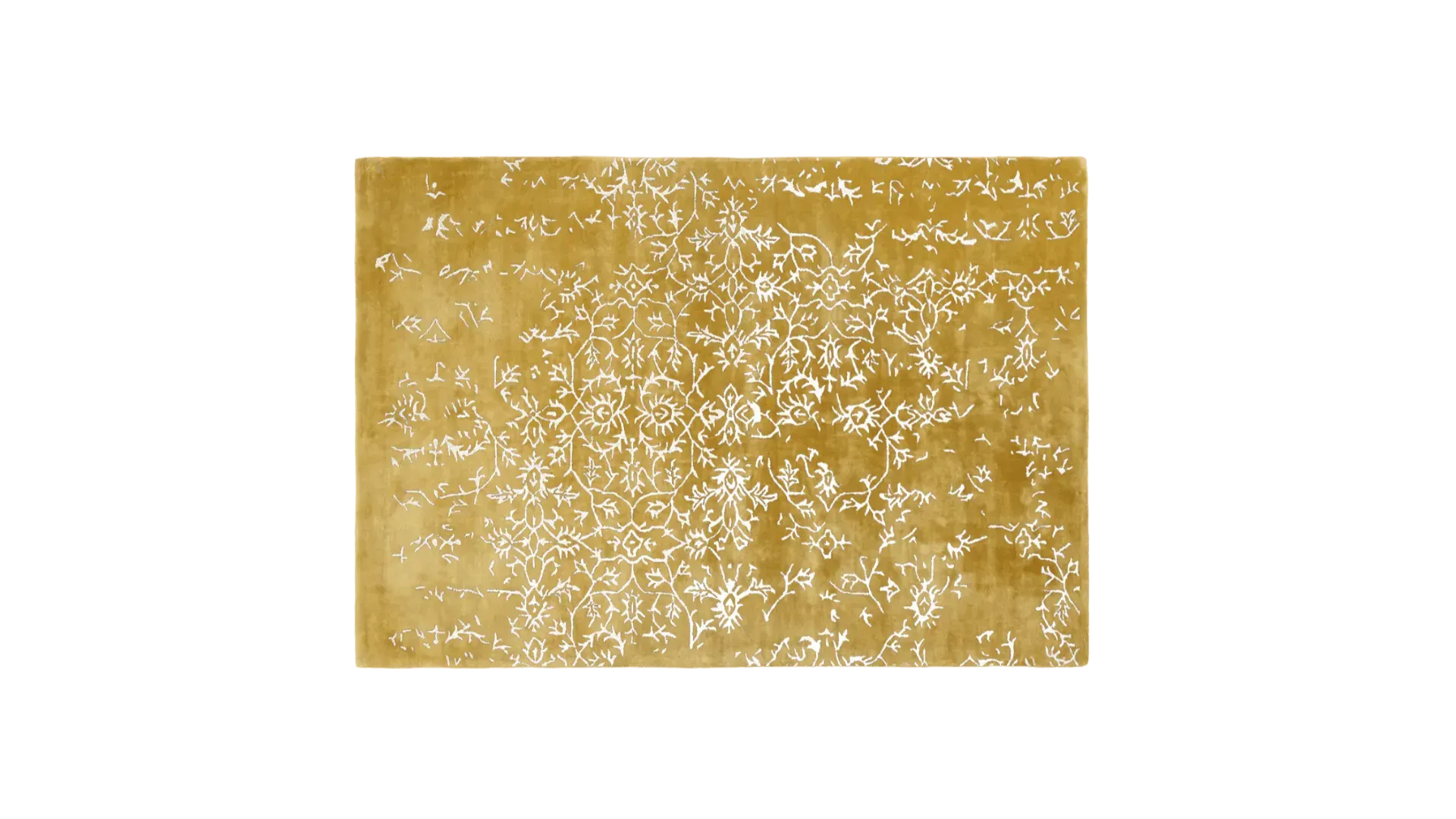 White Bloom Elegant Hand Tufted Viscose Rug - Golden