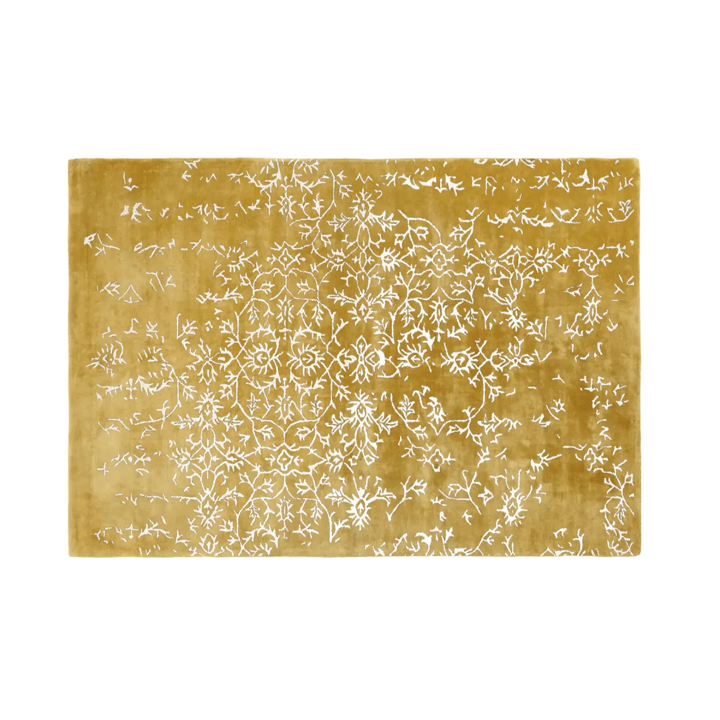 White Bloom Elegant Hand Tufted Viscose Rug - Golden