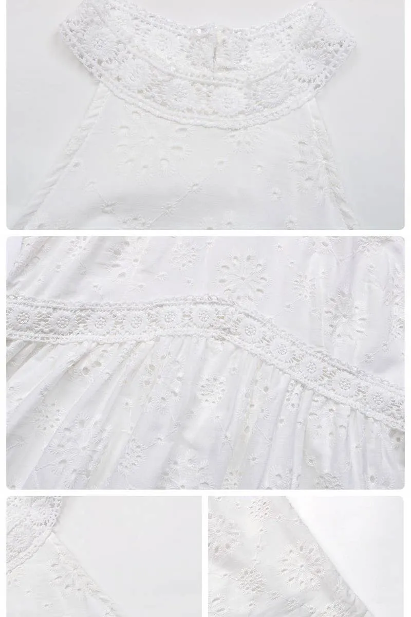 White Sleeveless Halterneck Short Dress