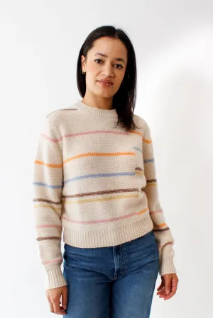 White   Warren Cashmere Cashmere Broken Stripe Crew
