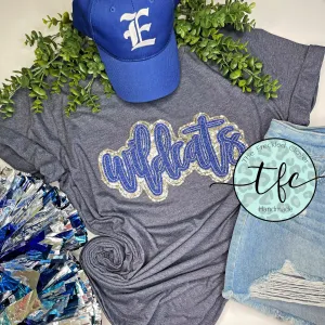 {WILDCATS} Handlettered Doublestacked Glitter Applique Tee
