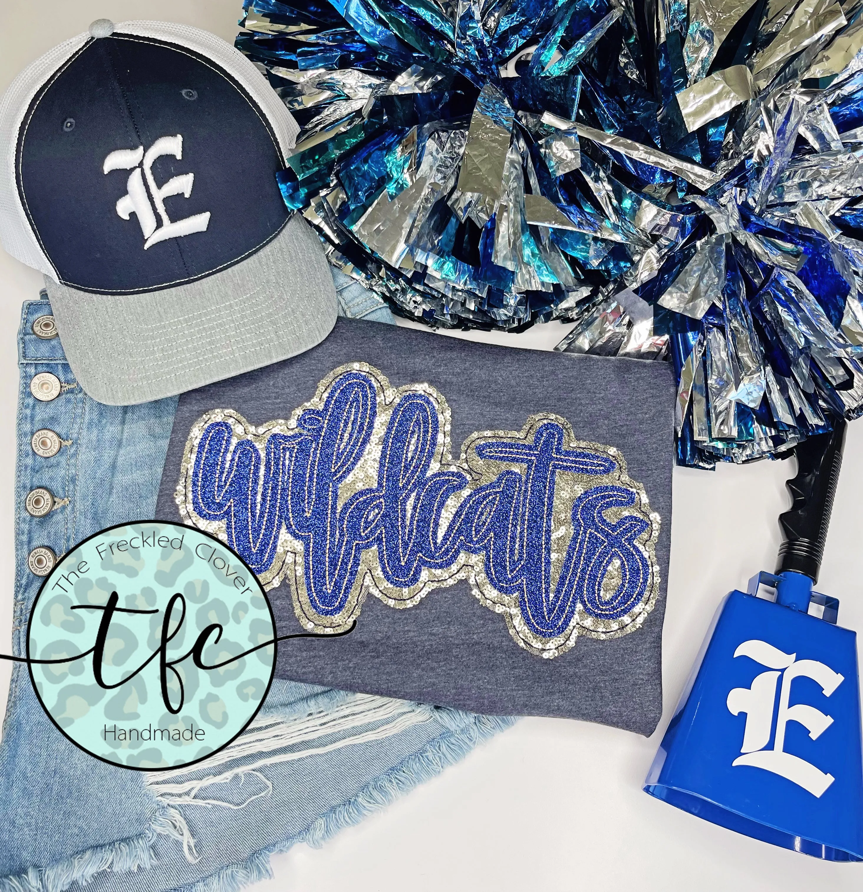 {WILDCATS} Handlettered Doublestacked Glitter Applique Tee
