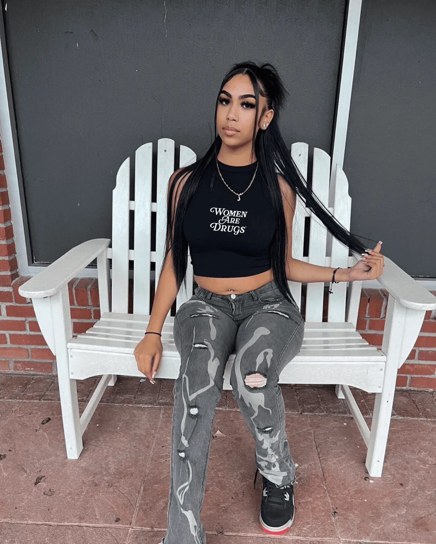 Women Are Drugs (WH) | Women's Black Racer Tank Tee
