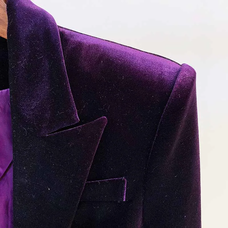 Women Velvet Blazer Pantsuit  Flare Trousers Suit