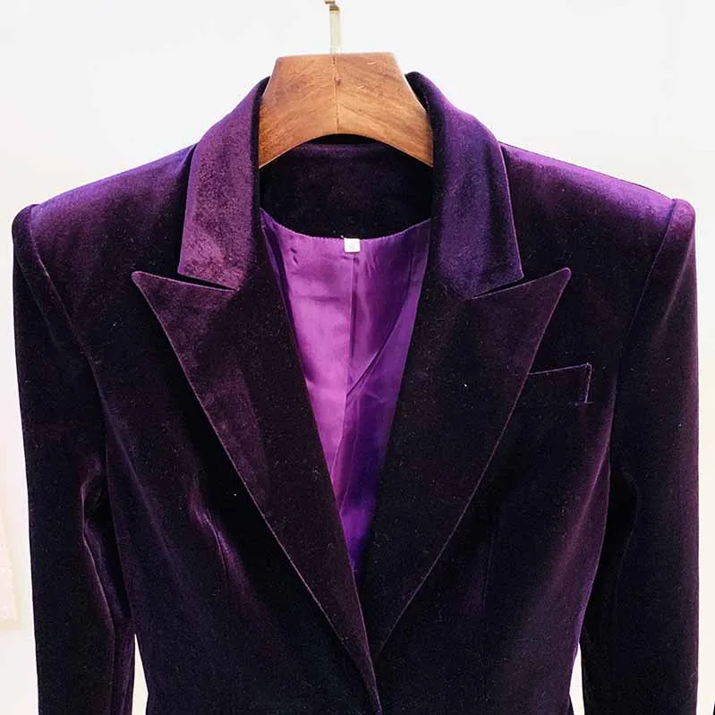 Women Velvet Blazer Pantsuit  Flare Trousers Suit