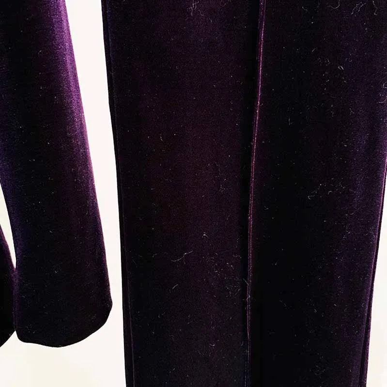 Women Velvet Blazer Pantsuit  Flare Trousers Suit