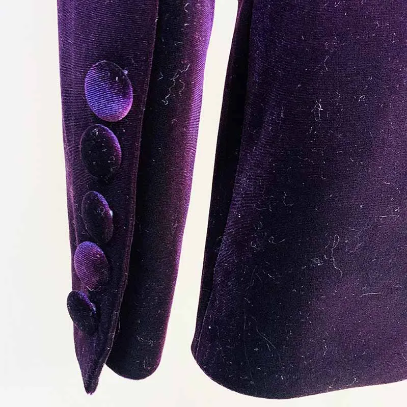 Women Velvet Blazer Pantsuit  Flare Trousers Suit