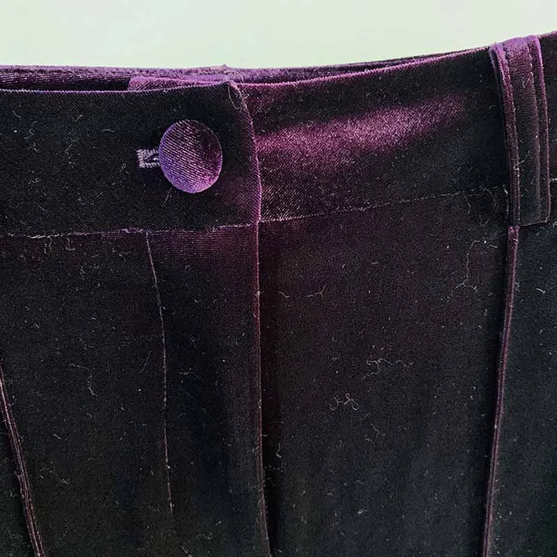 Women Velvet Blazer Pantsuit  Flare Trousers Suit