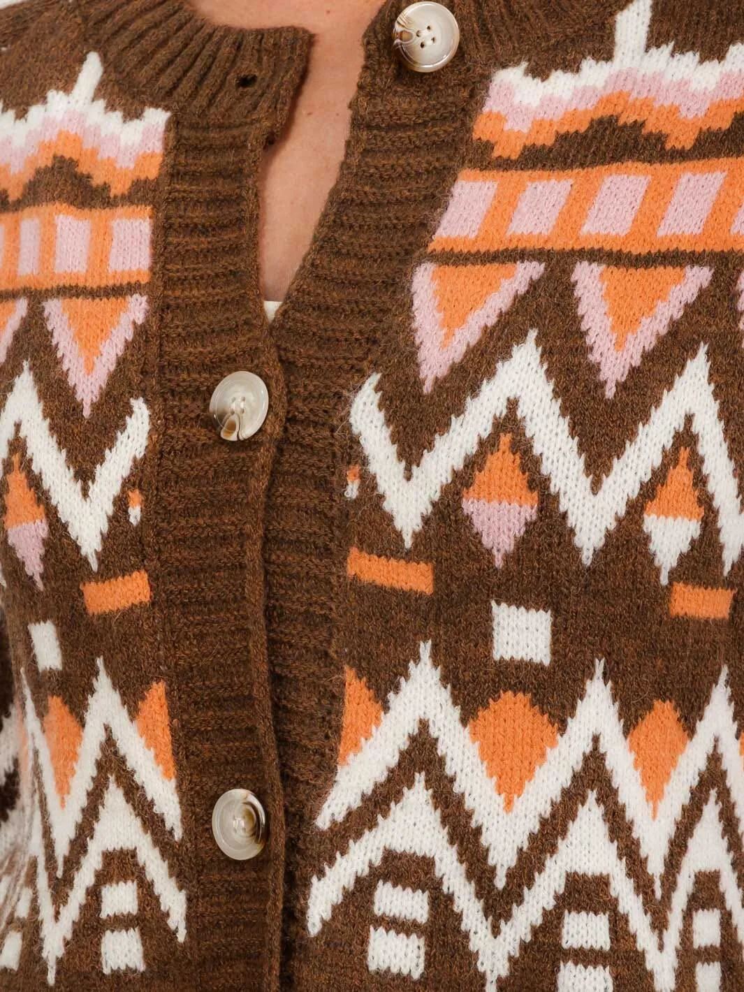 WOMEN'S LONG SLEEVE BUTTON CLOSURE MULTI PRINT CARDIGAN SWEATER
