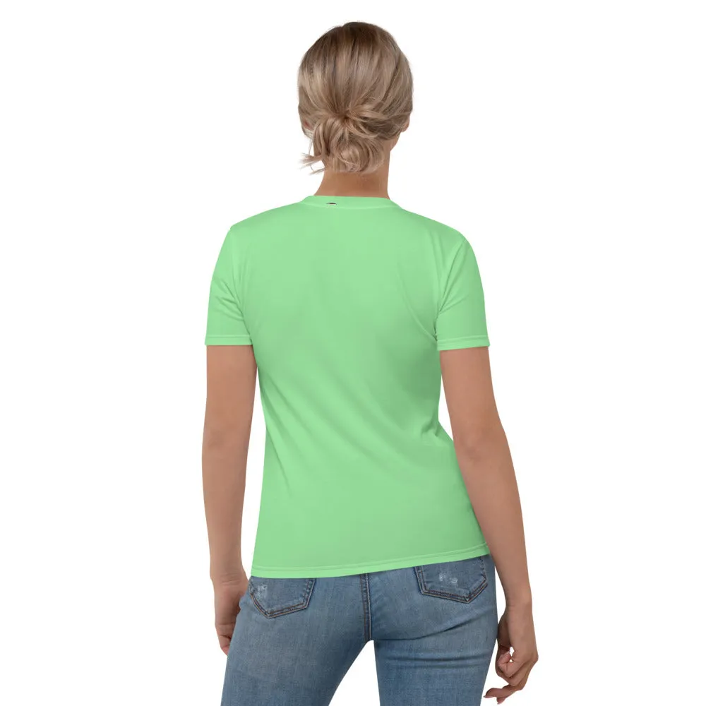 Womens T-shirt - Light Green with Butterflies