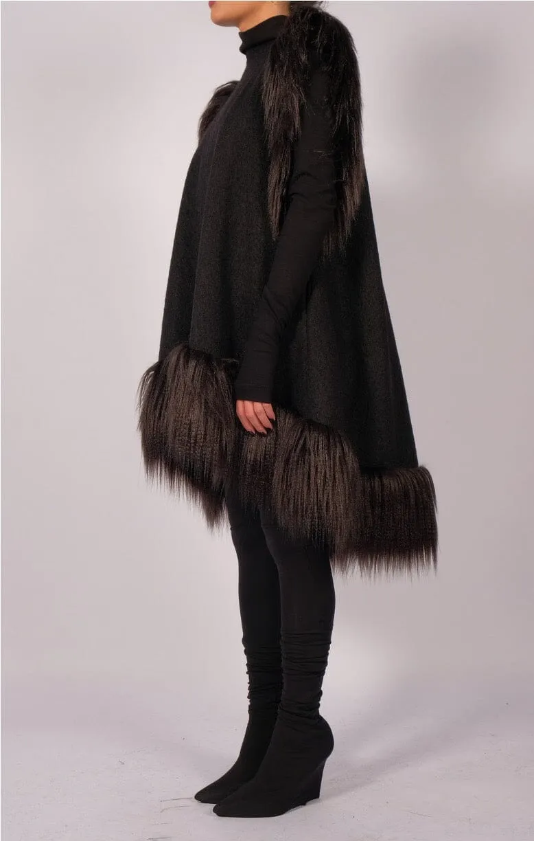 Wool Dress with Faux Fur